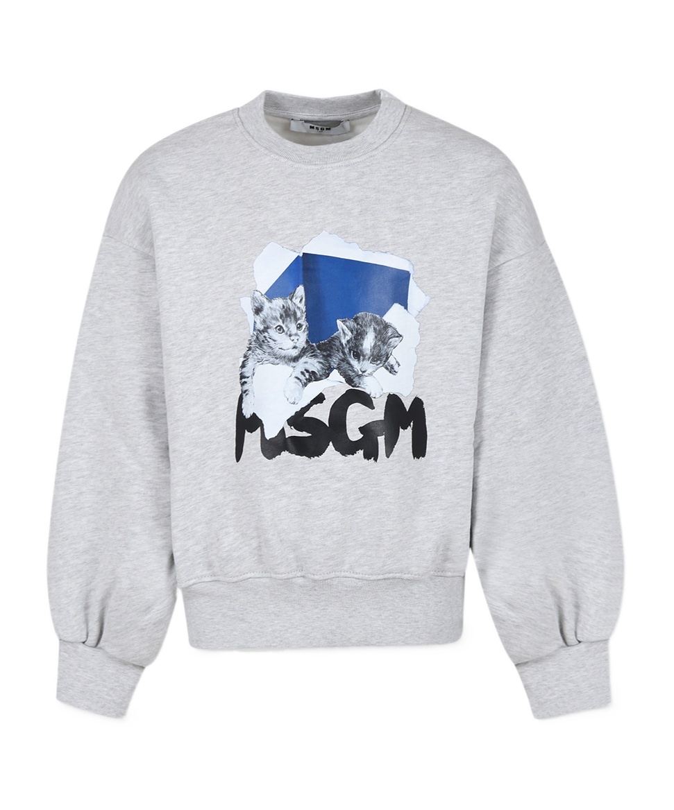 Msgm Logo-print Sweatshirt In Gray