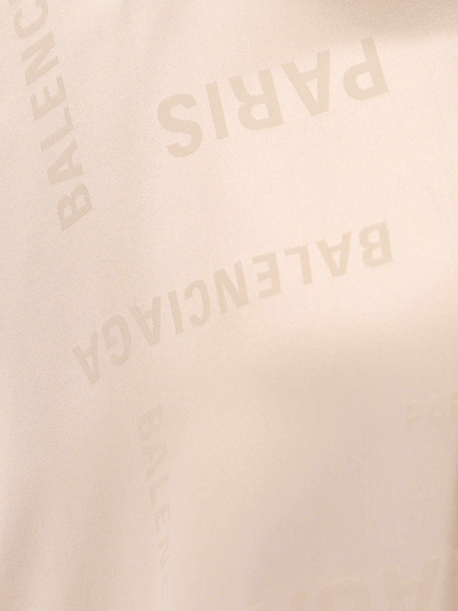 Balenciaga Logo Jacquard Silk Blouse In Nude