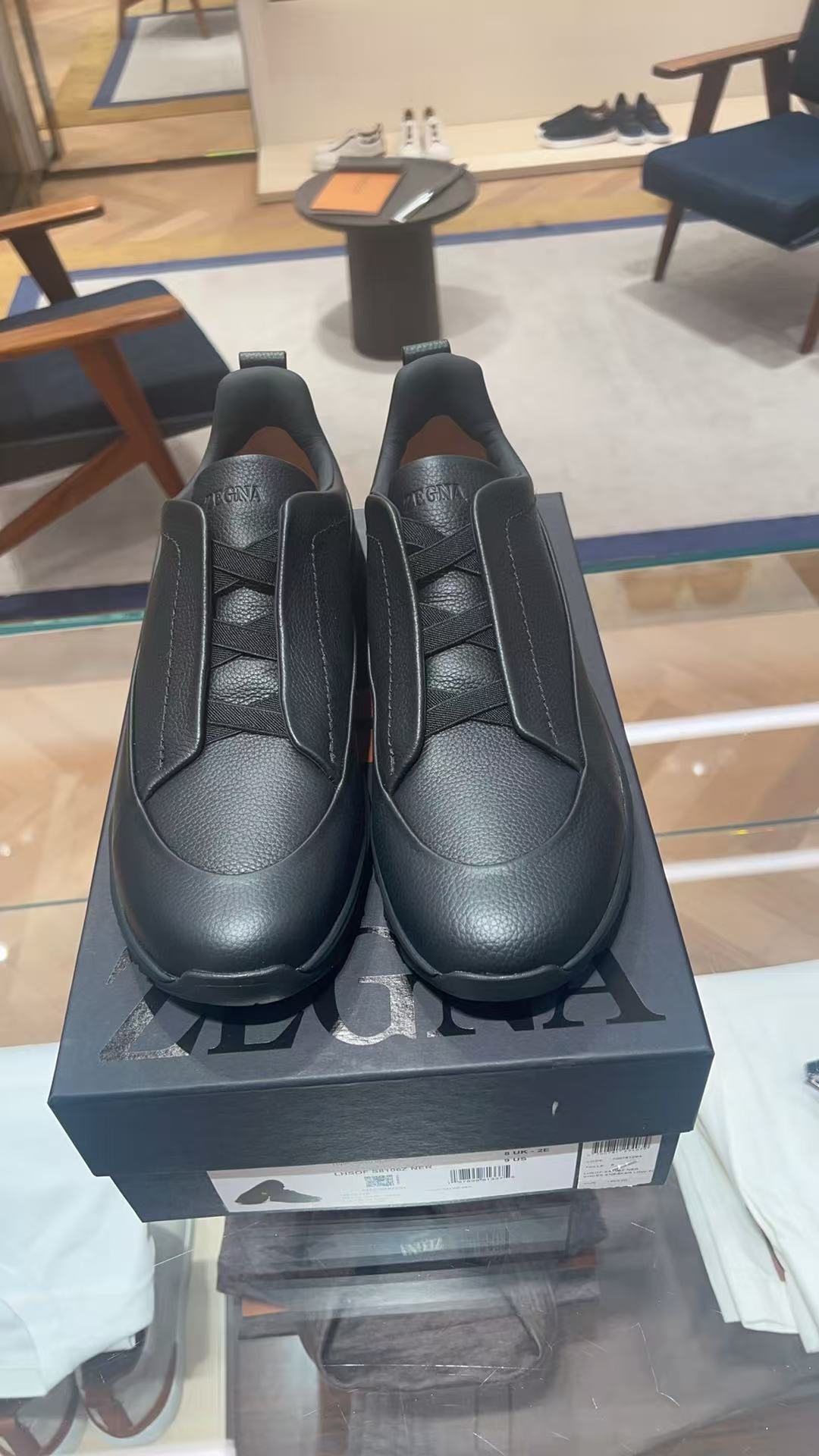 Zegna Round-toe Low-top Casual Sneakers In Black
