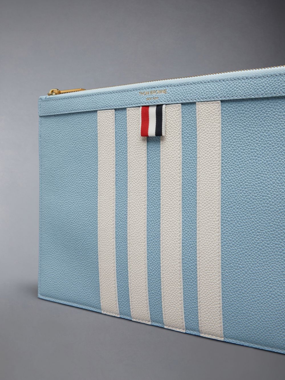 Thom Browne 4-bar Detailed Clutch Bag In Blue