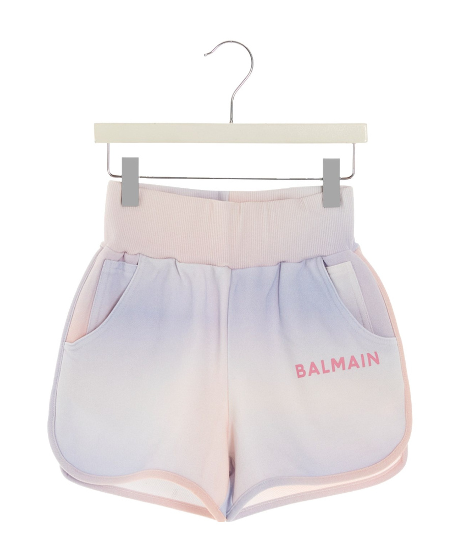 Balmain Cotton Tie-dye Shorts With Logo In White