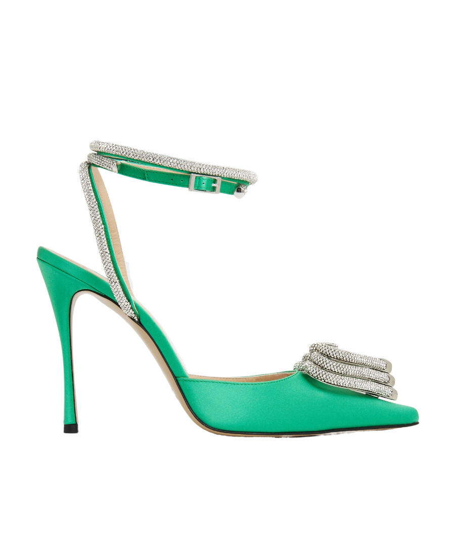 Mach&mach Mach & Mach Pumps Satin Slingback Pumps In Green