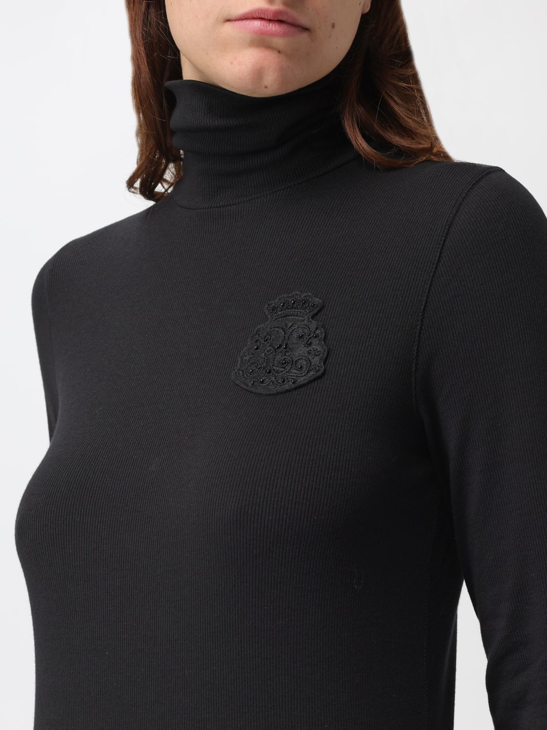 Polo Ralph Lauren Logo-patch Ribbed-knit Jumper In Black