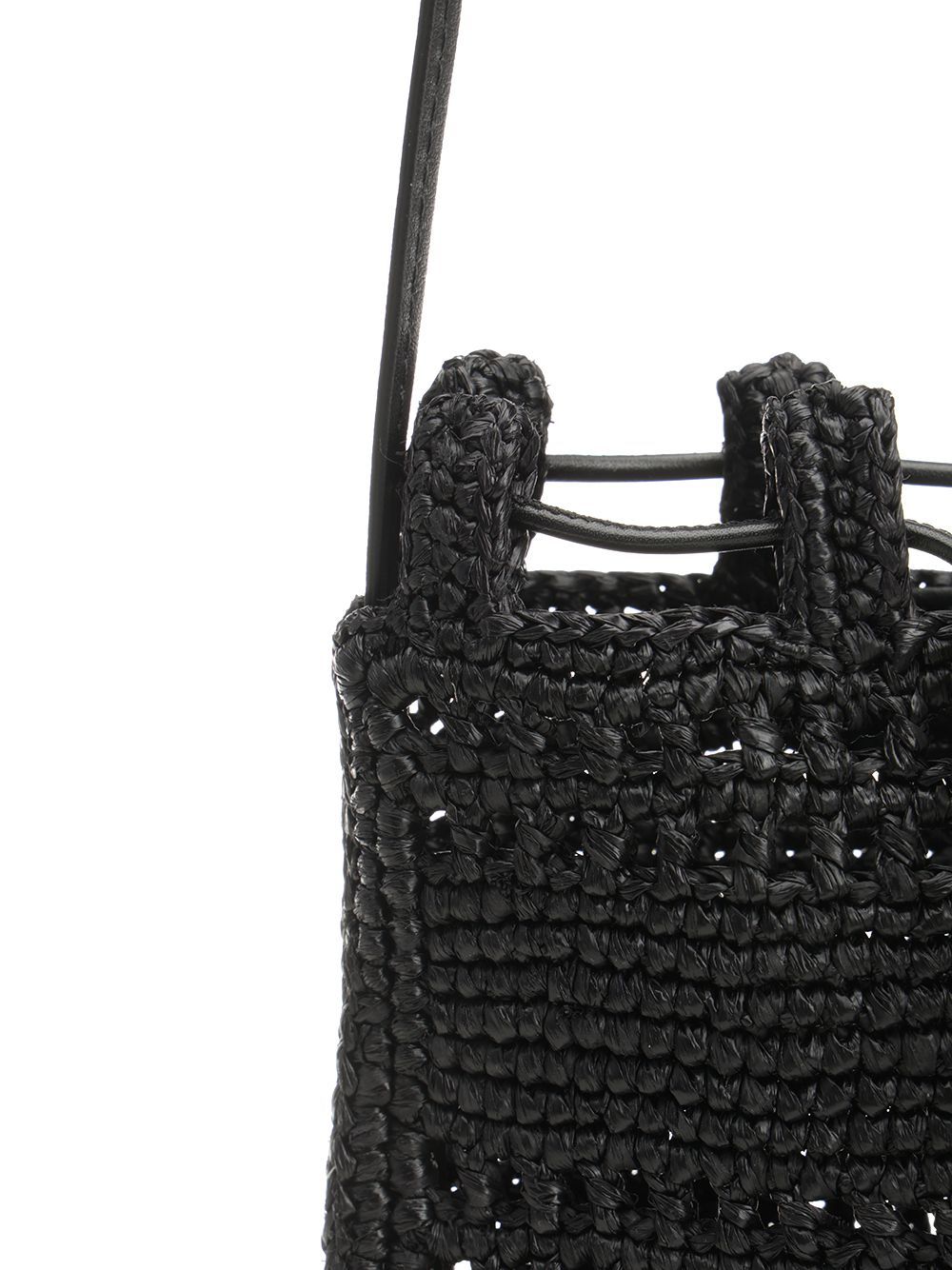 Loewe Drawstring Pocket Crossbody Bag In Raffia In Black