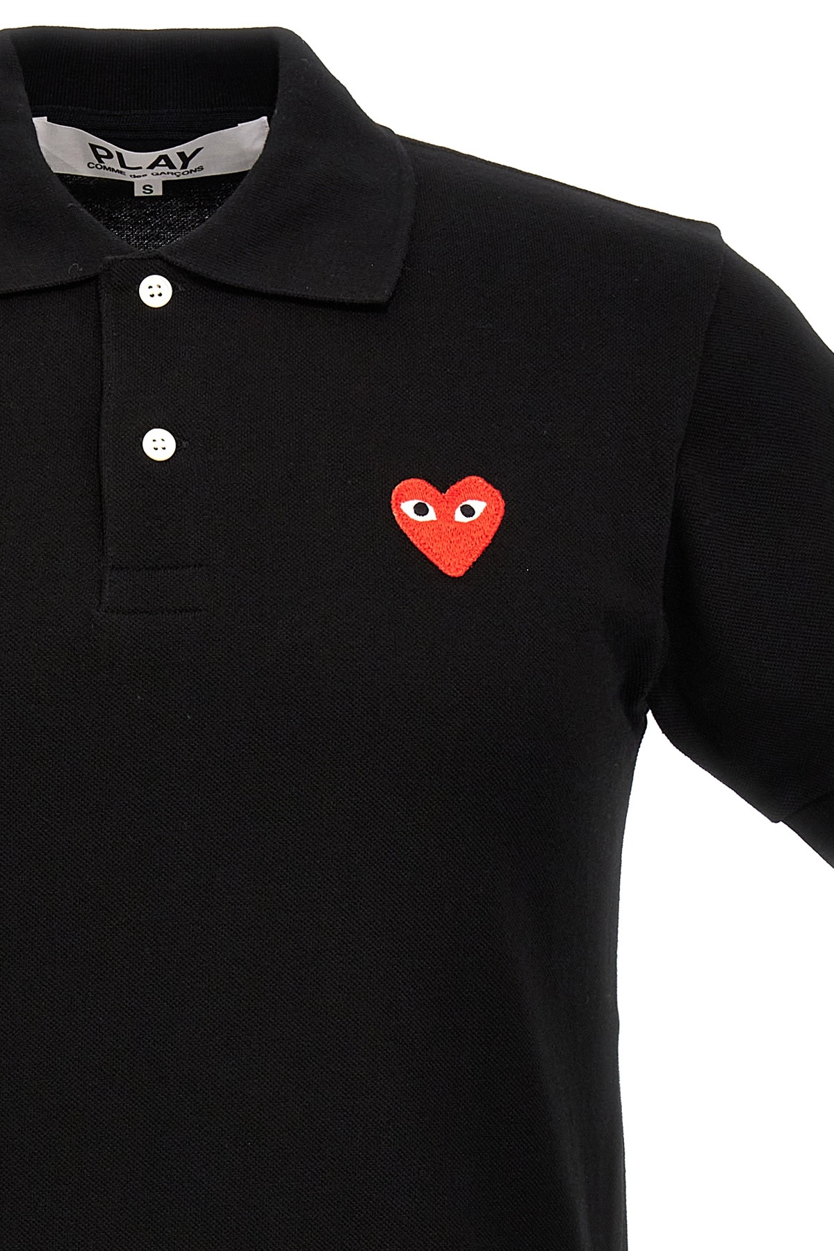 Comme Des Garçons Play Polo Shirt With Ribbed Collar And Straight Hem In Black