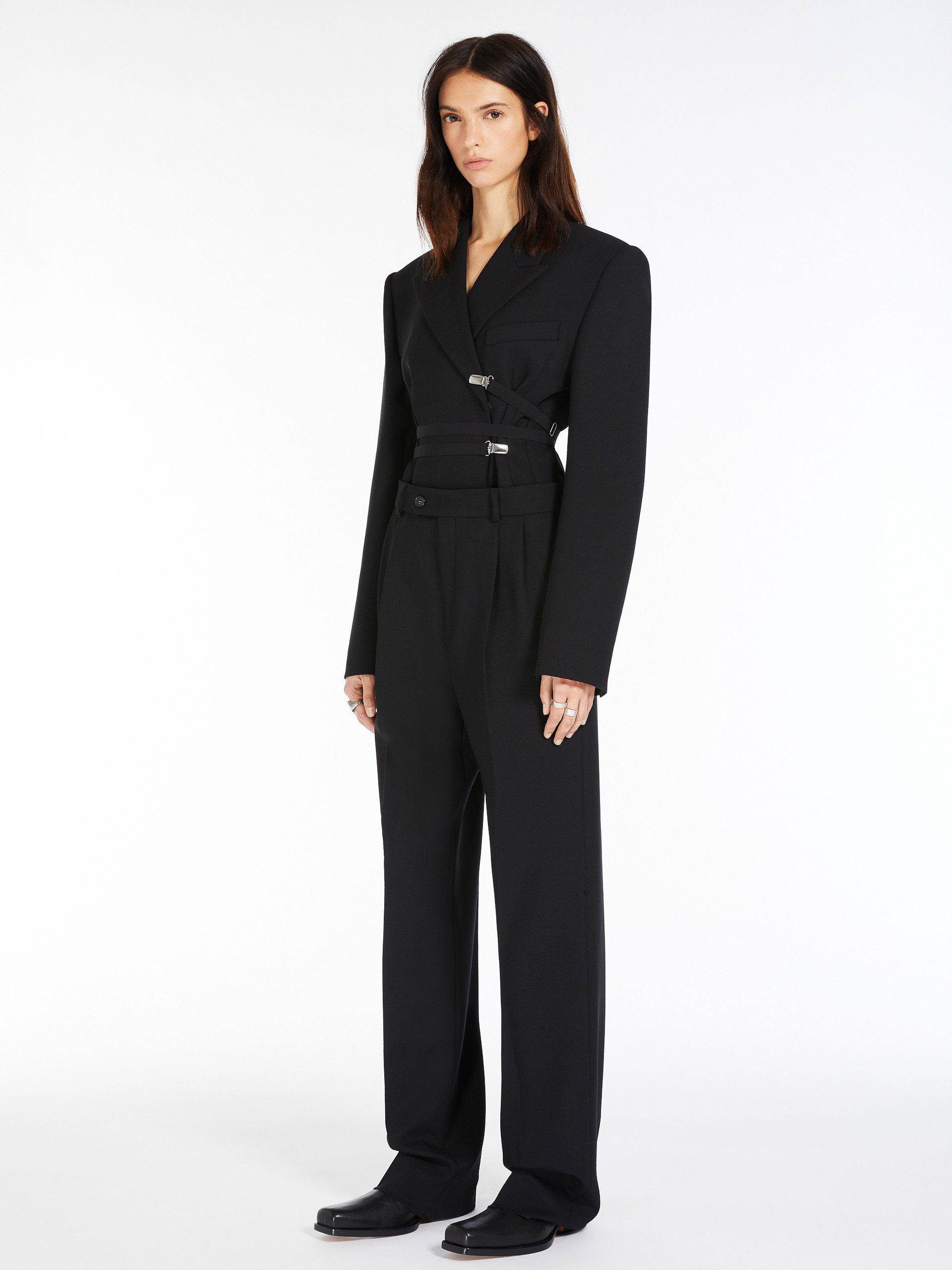 Sportmax Straight-leg High-waisted Wool Trousers In Black