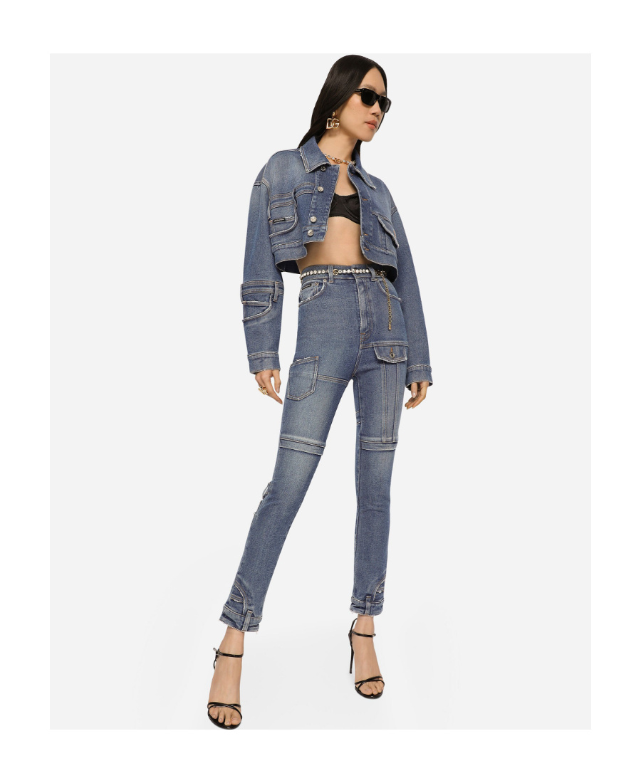 DOLCE & GABBANA DOLCE  GABBANA CROPPED BUTTONED DENIM JACKET