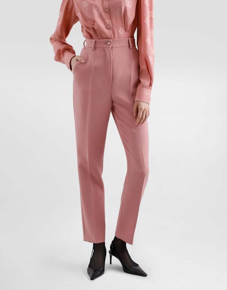 Dolce & Gabbana Fine Cut Pair Of Wool Crepe Trousers In Pink