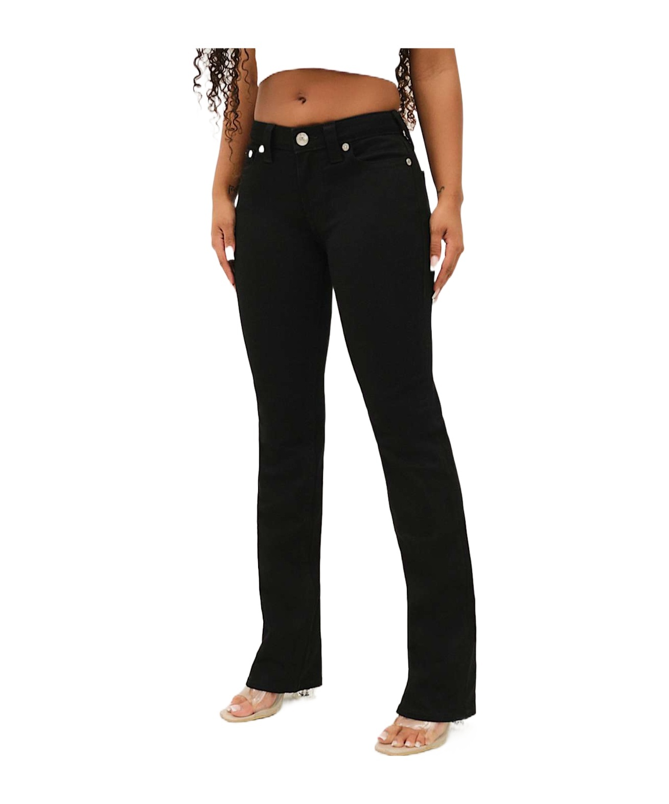 True Religion Becca Womens Mid-rise Raw Hem Bootcut Jeans In Black