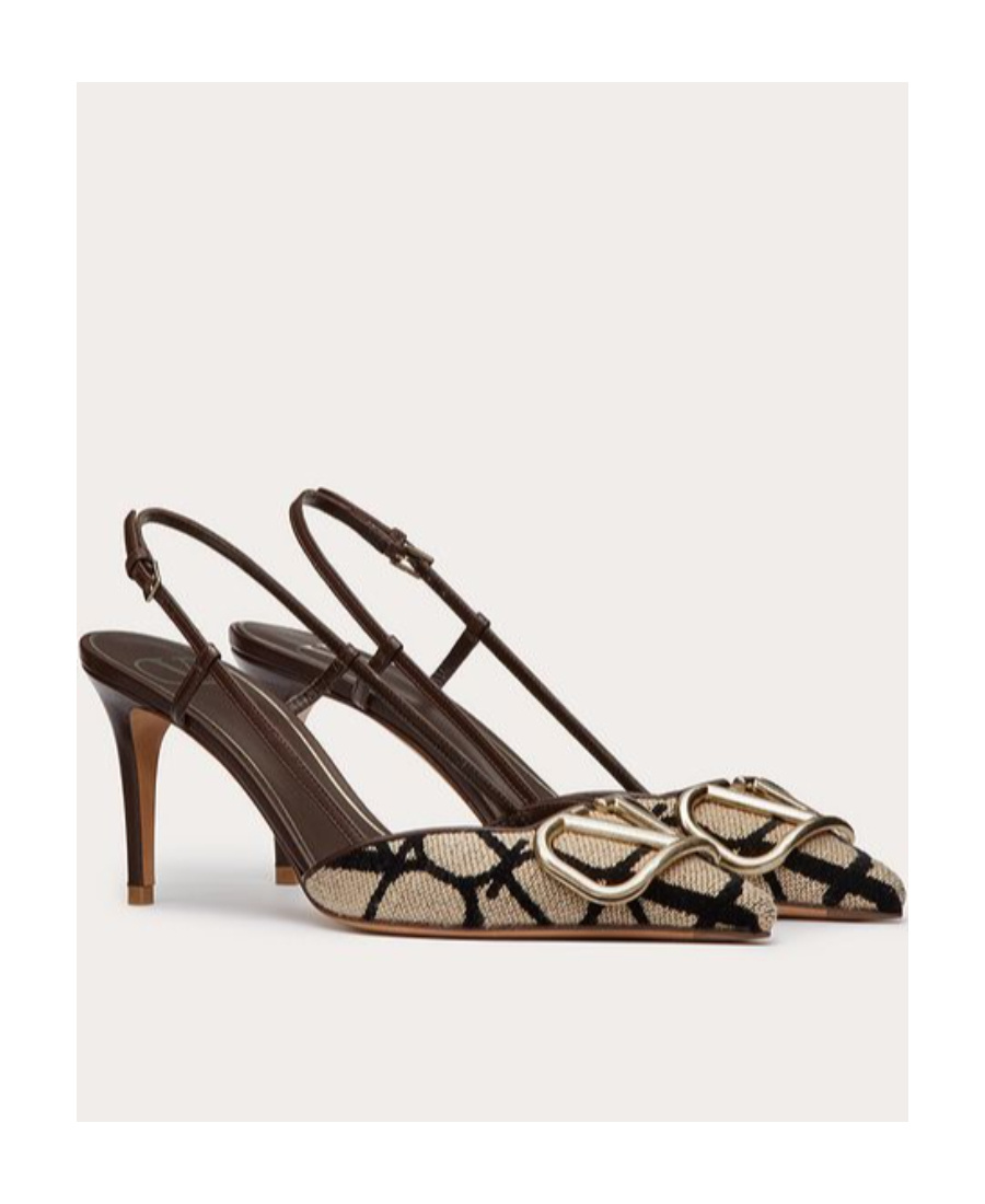Valentino Vlogo Toile Iconographe Slingback Pumps In Multicolor