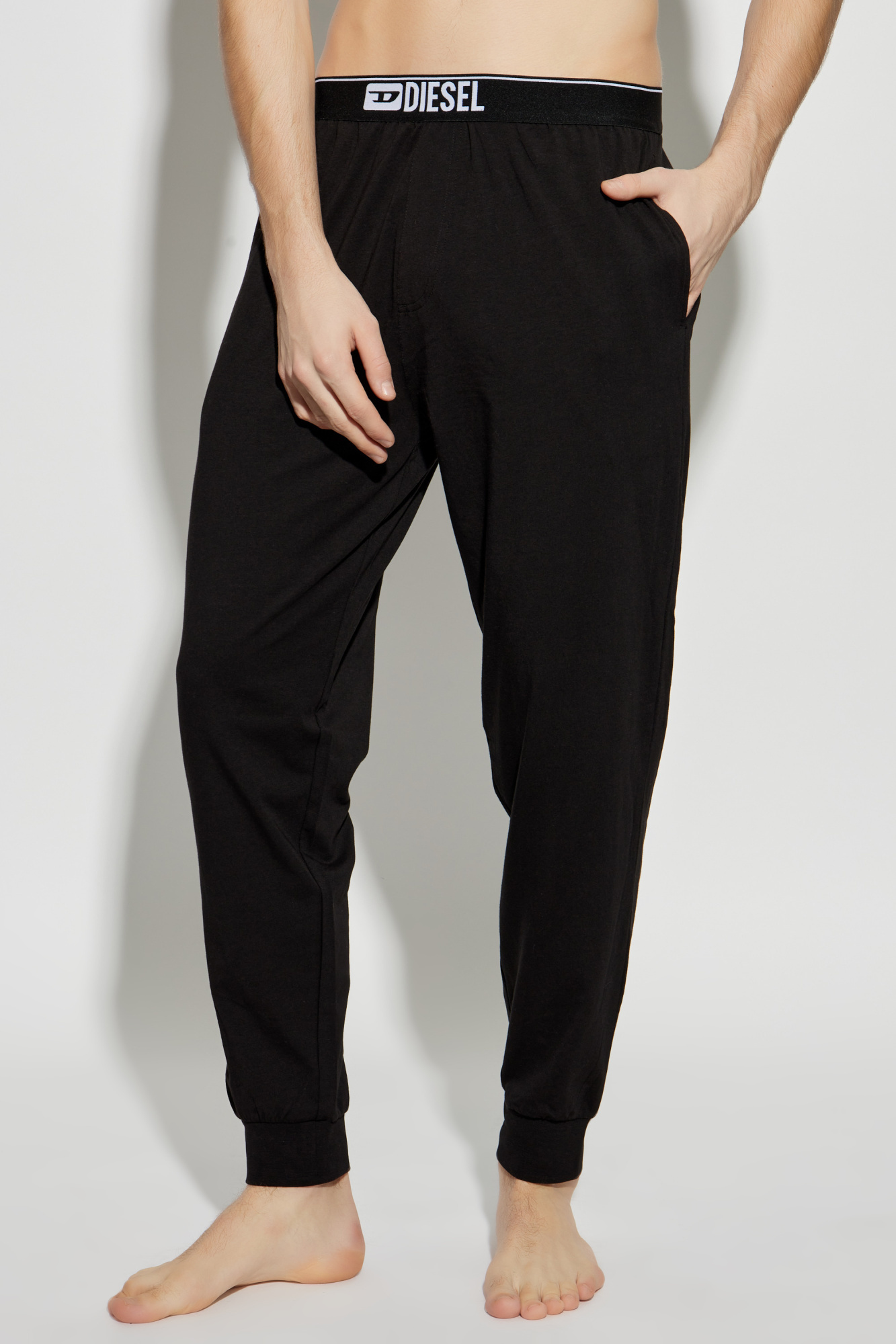 Diesel Elastic Casual Pants In Black