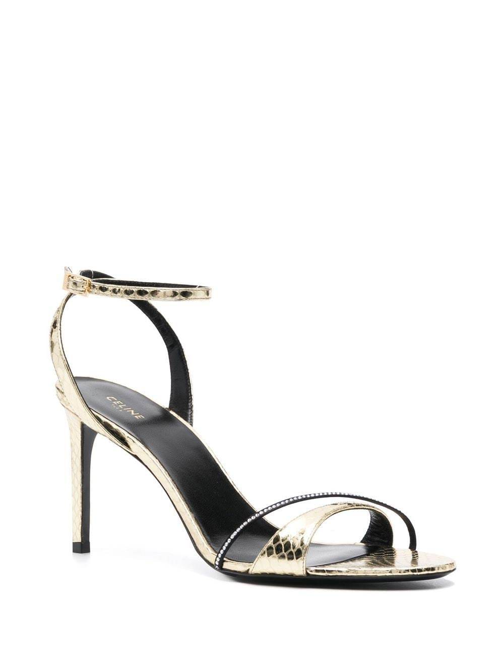 Celine Logo High-heeled Sandals In White