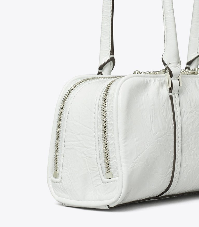 Tory Burch Mini Crinkle Leather Marshmallow Satchel