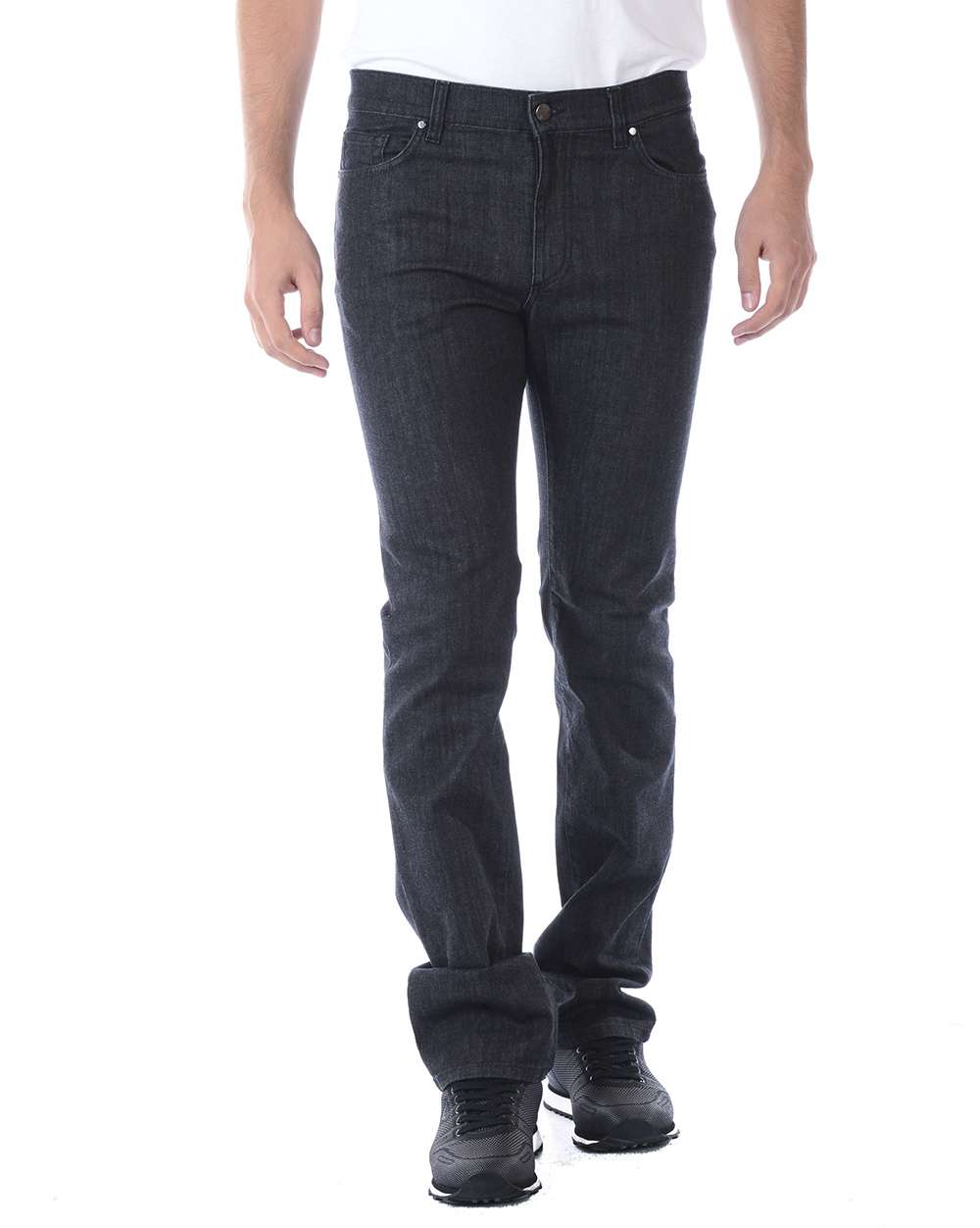 Versace Straight Tube Slim Jeans In Blue