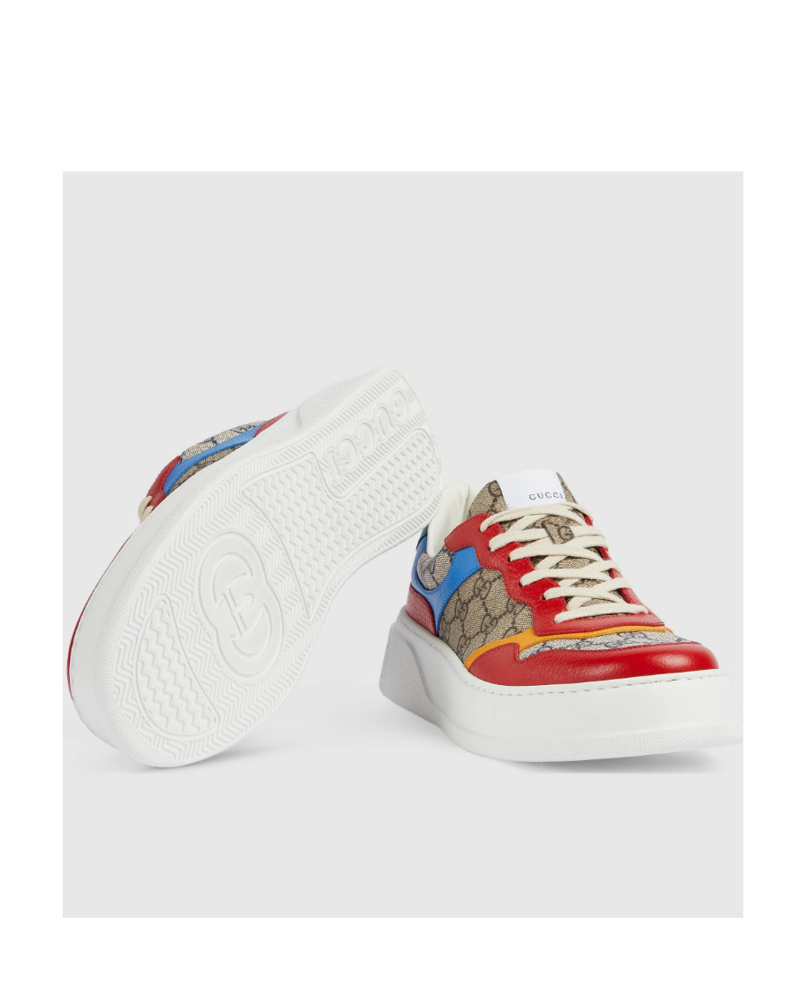 Gucci Gg Panelled Lace-up Sneakers In Neutrals