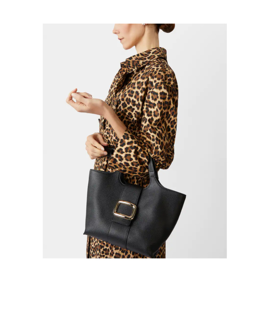 Roger Vivier Dual Handle Front Buckle Tote Bag In Black