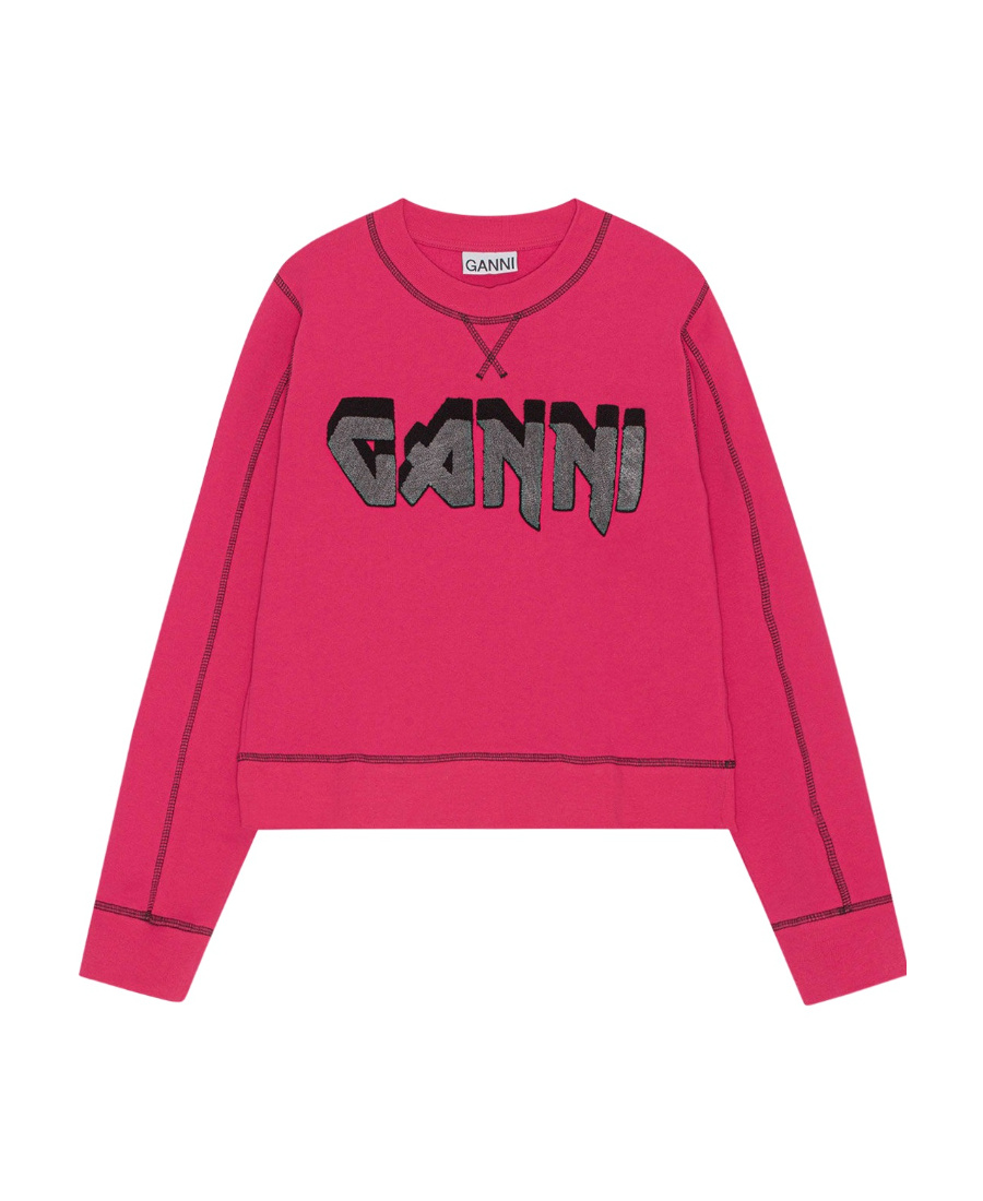 GANNI LOGO-PATCH ORGANIC COTTON SWEATSHIRT