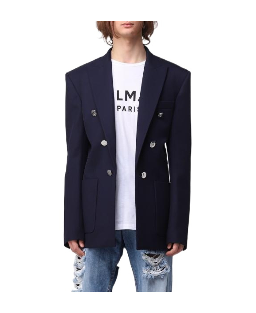 Balmain Button-detailed Wool Blazer In Black