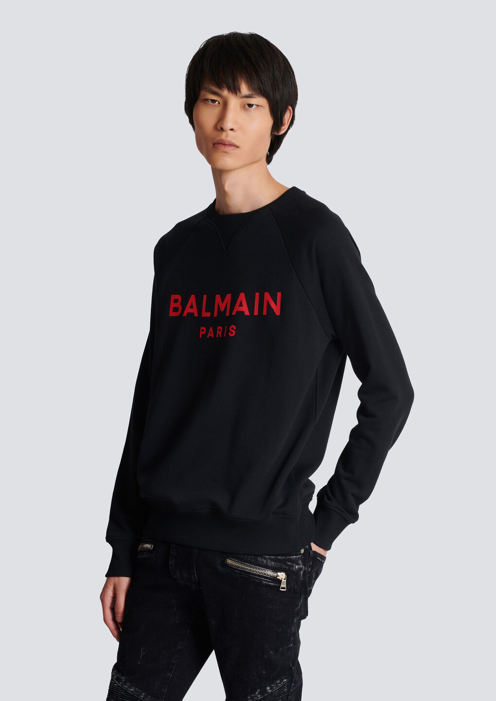 Shop Balmain Paris Printed Sweatshirt In Black