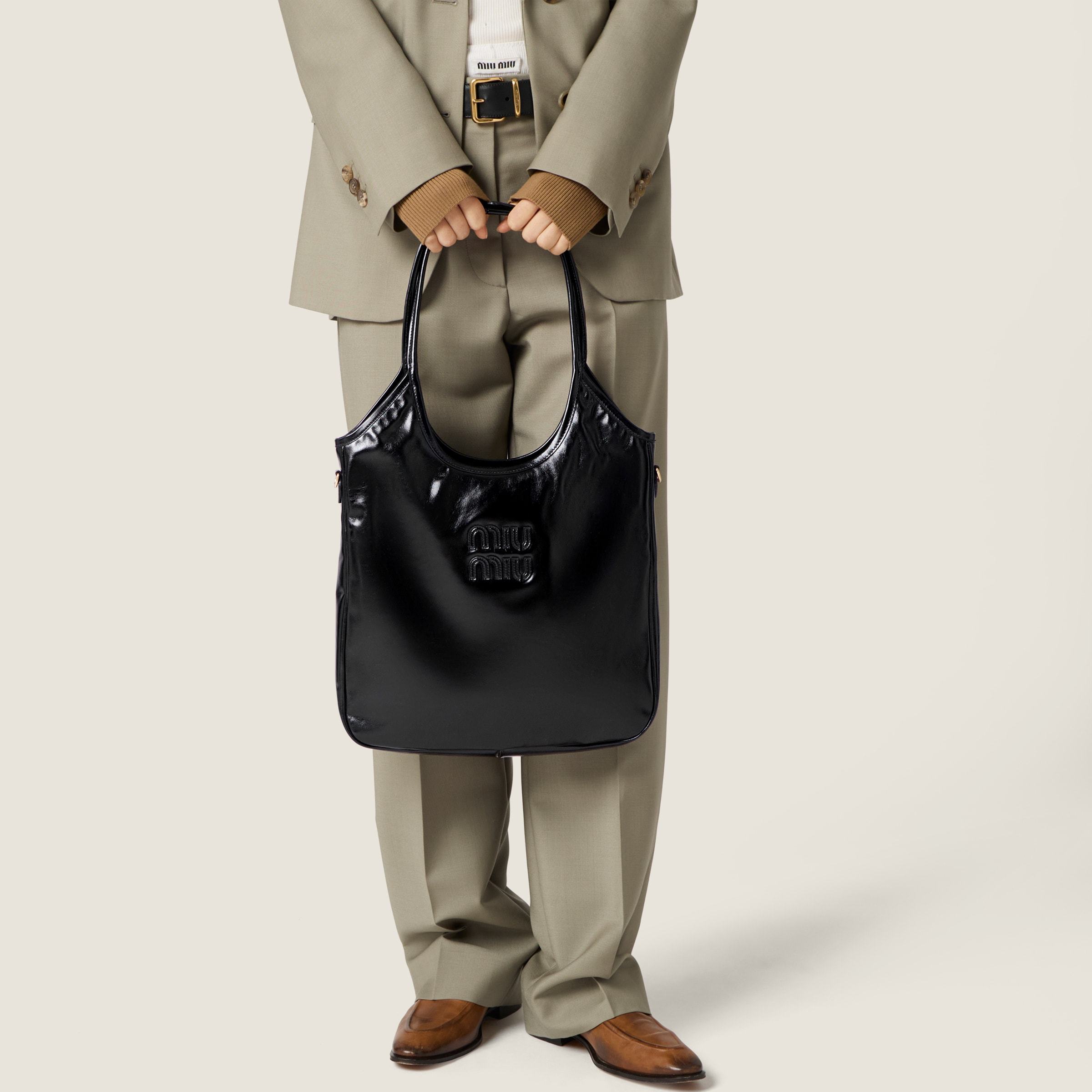 Miu Miu Ivy Leather Bag In Black