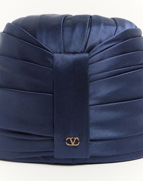 Valentino Rigid Silk & Nylon Turban In Blue/gold