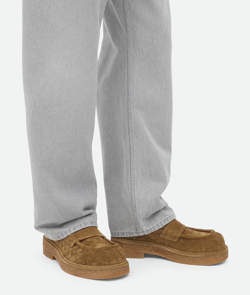 Bottega Veneta Haddock Intrecciato Suede Loafers In Brown