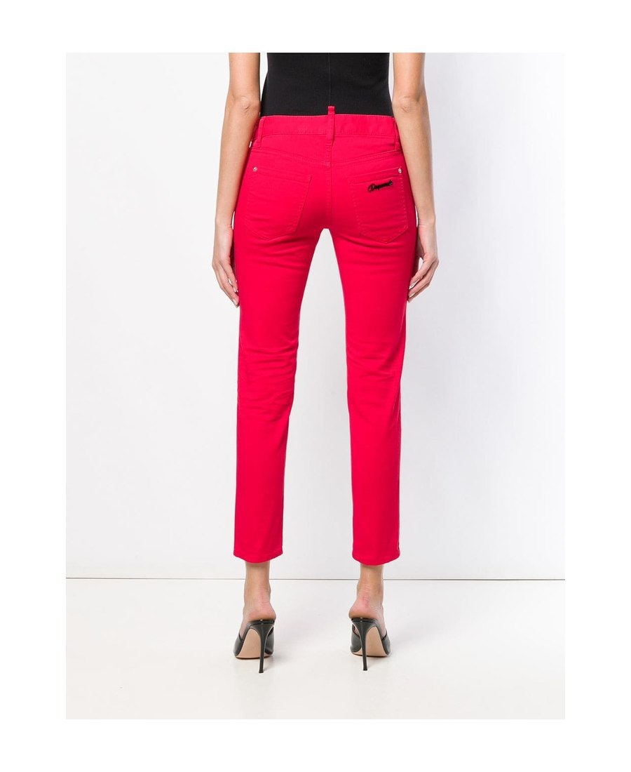 Dsquared2 Twiggy Cropped Jeans In Red