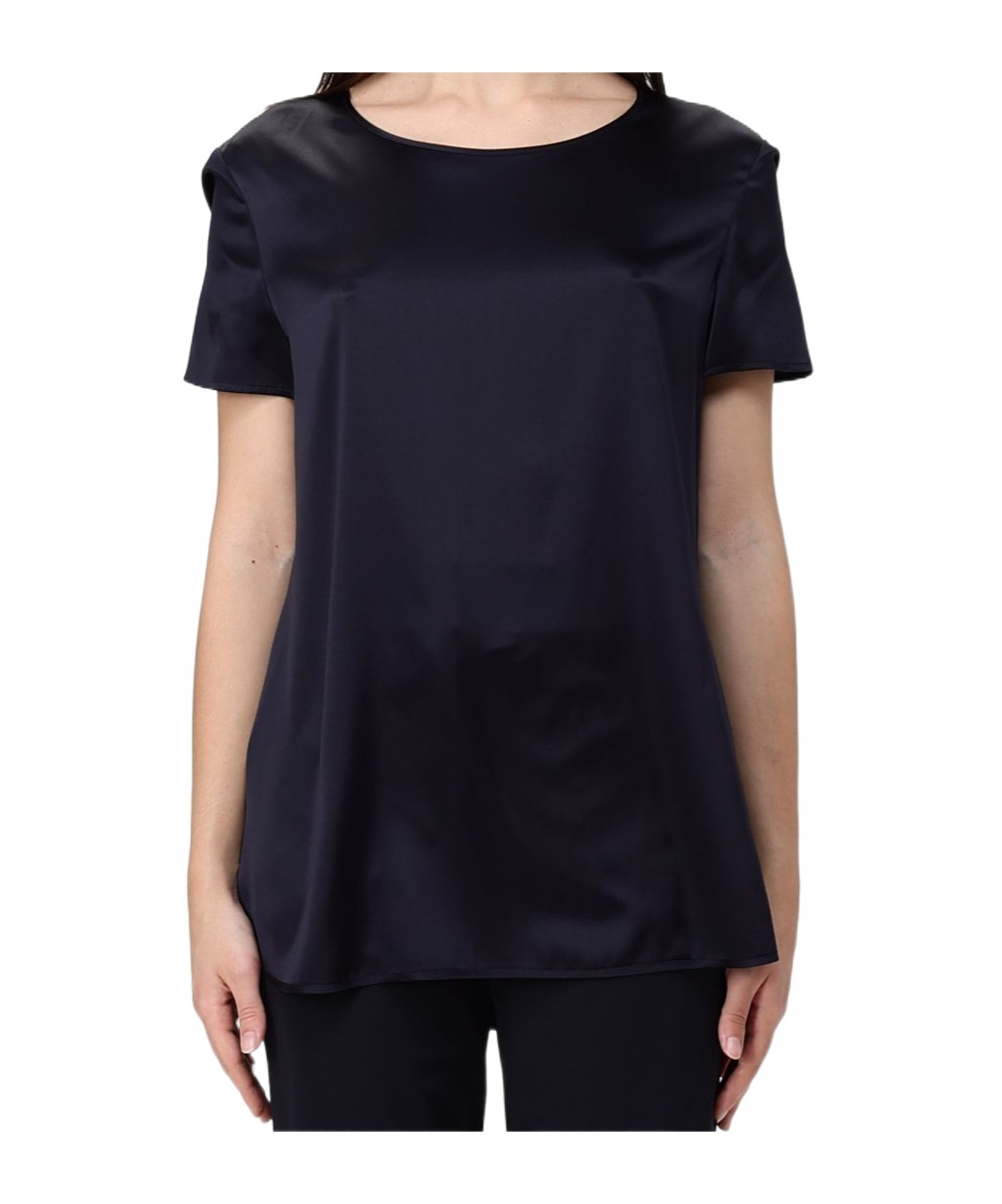 Max Mara Round Neck Short Sleeve T-shirt In Black