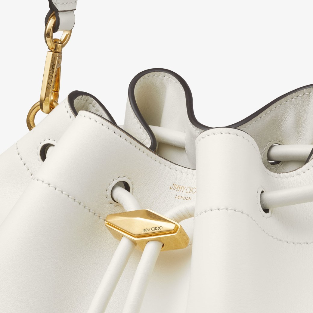 Jimmy Choo Medium Cinch Leather Shoulder Bag In Latte/gold