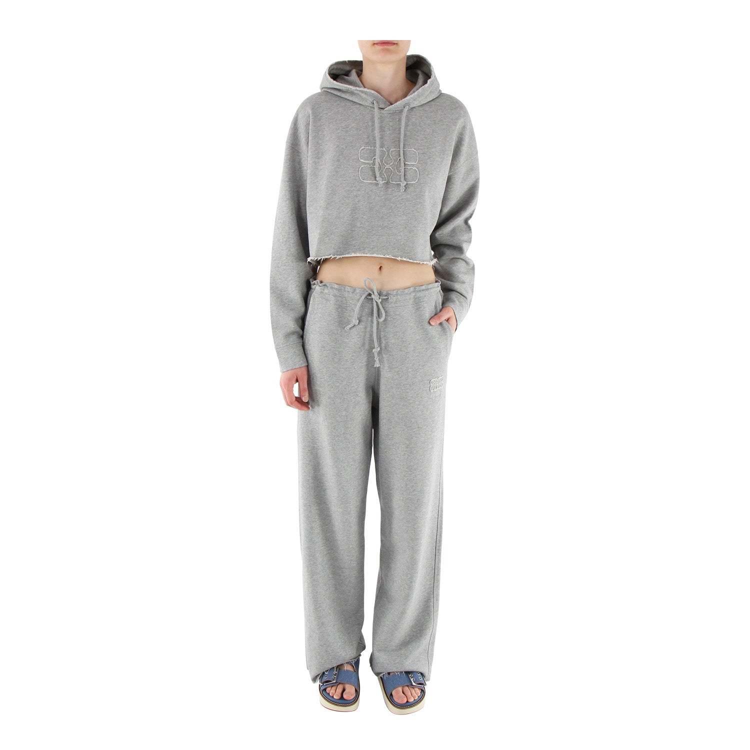 Ganni Organic-cotton Track Pants In Gray