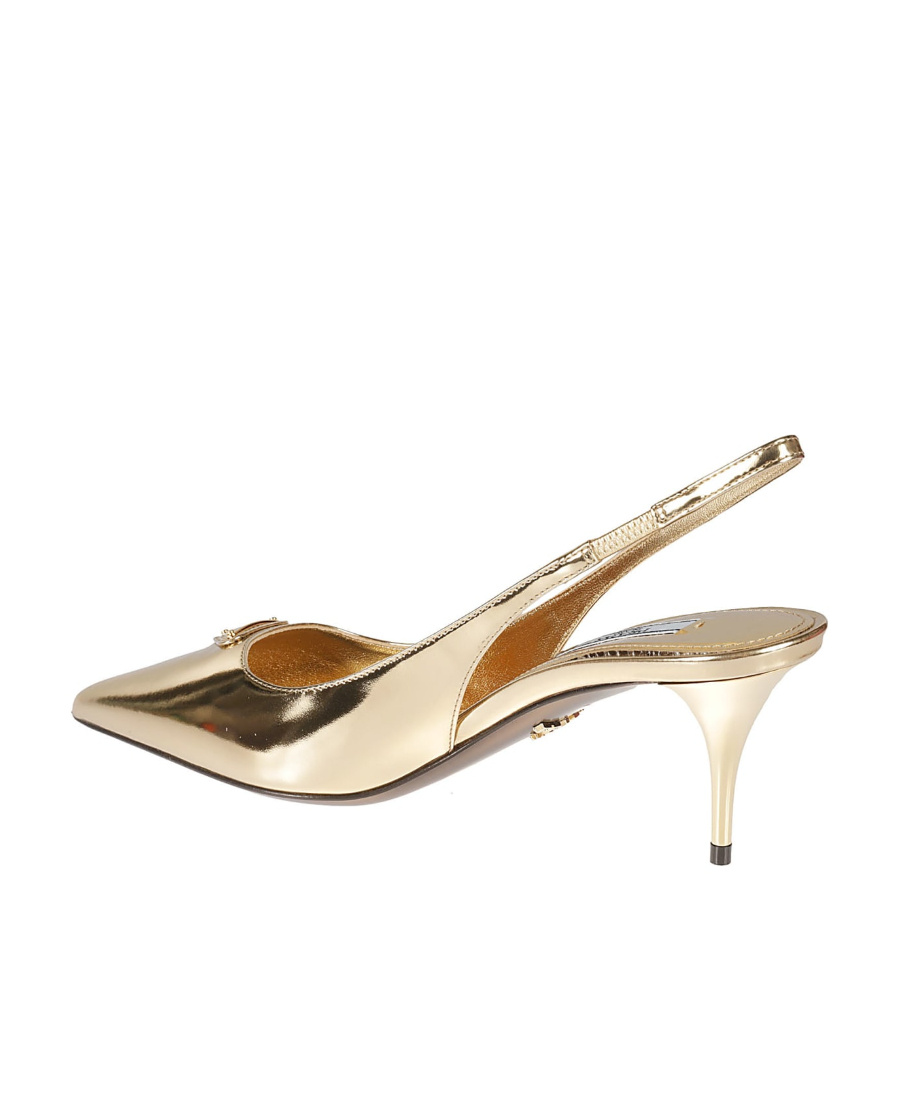 Prada Metallic Leather Slingback Pumps In Yellow