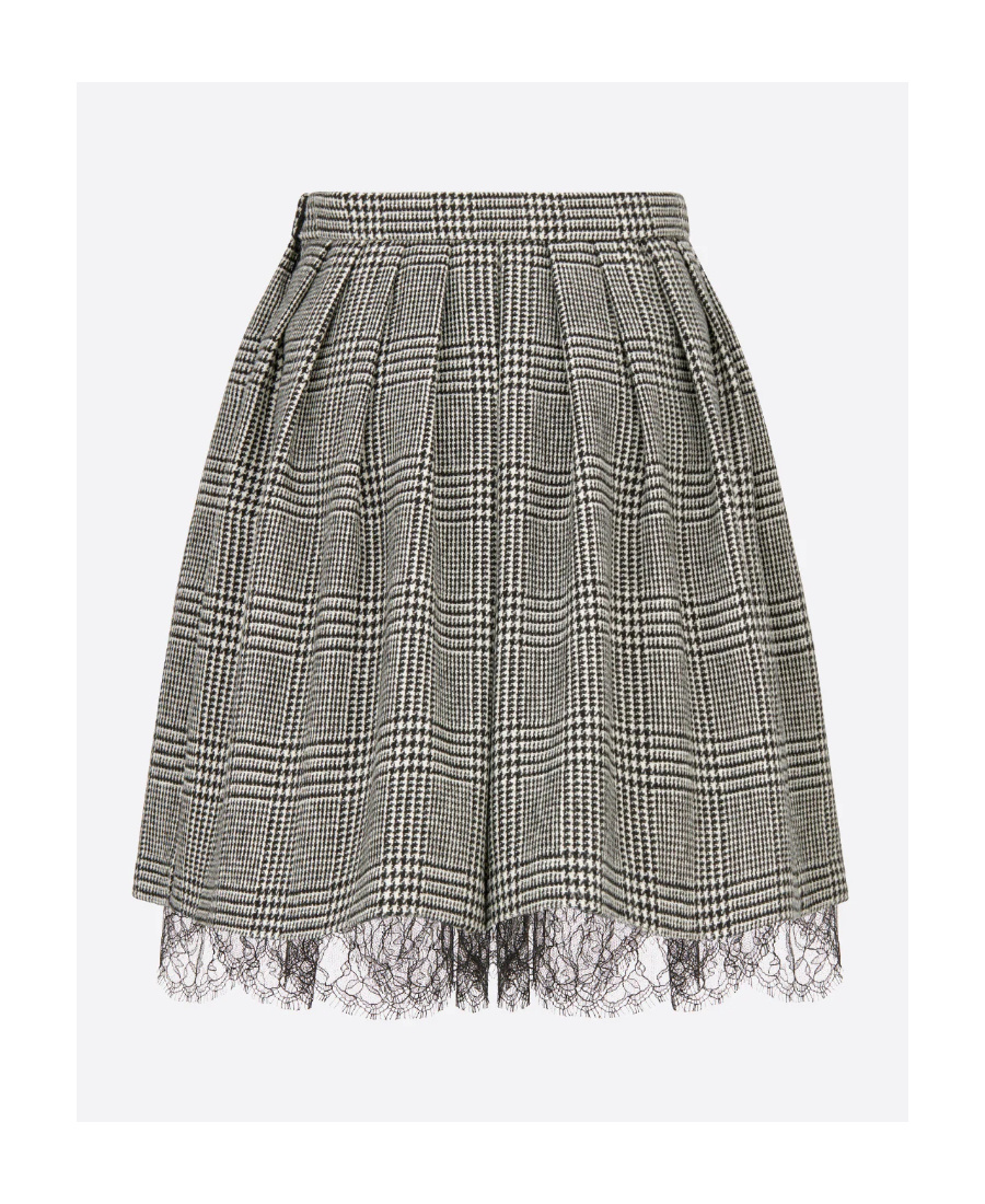 Dior Lace Detail Skirt In Black