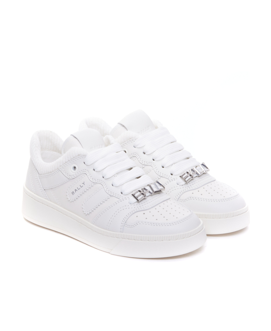 Shop Bally Round Toe Lace-up Sneakers In White