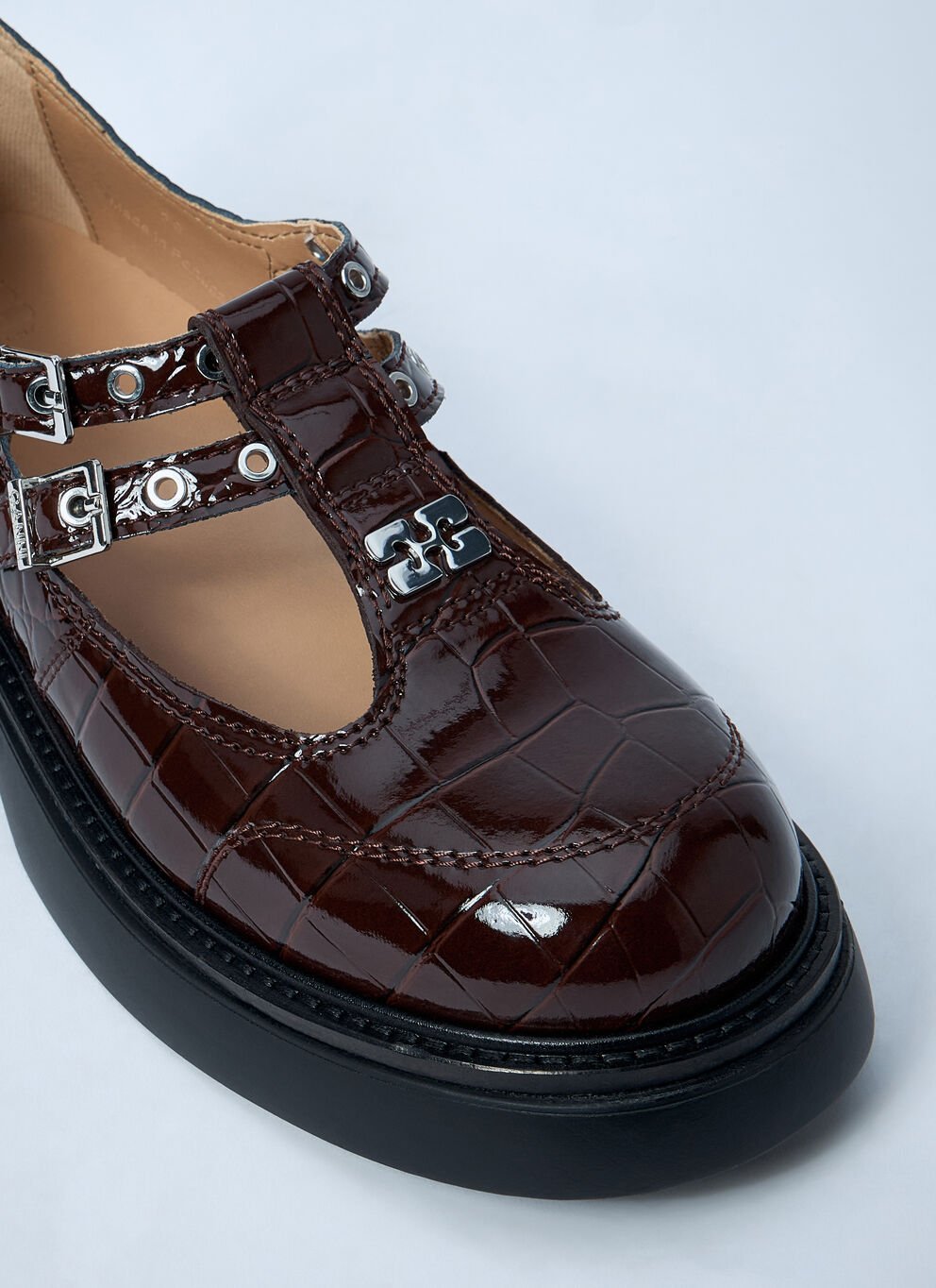 Ganni Butterfly Crocodile-effect Buckle Loafers