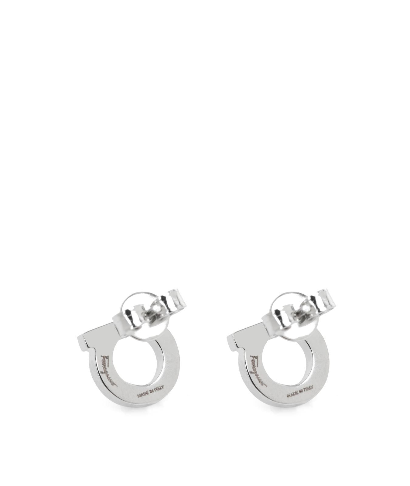 Ferragamo Gancini Crystal Embellished Stud Earrings In White