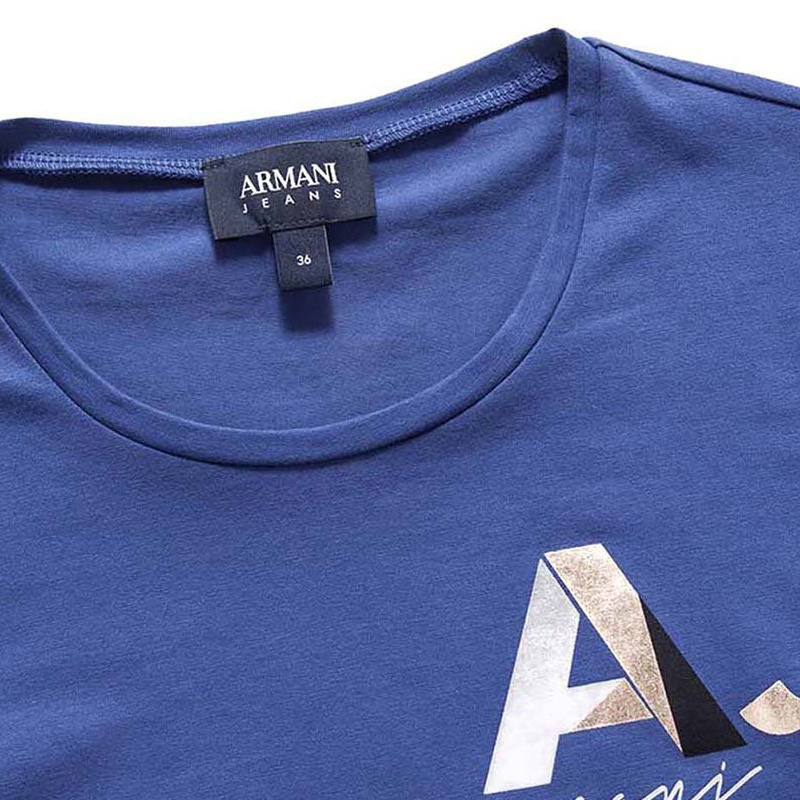 Shop Armani Jeans Logo T-shirt In Blue