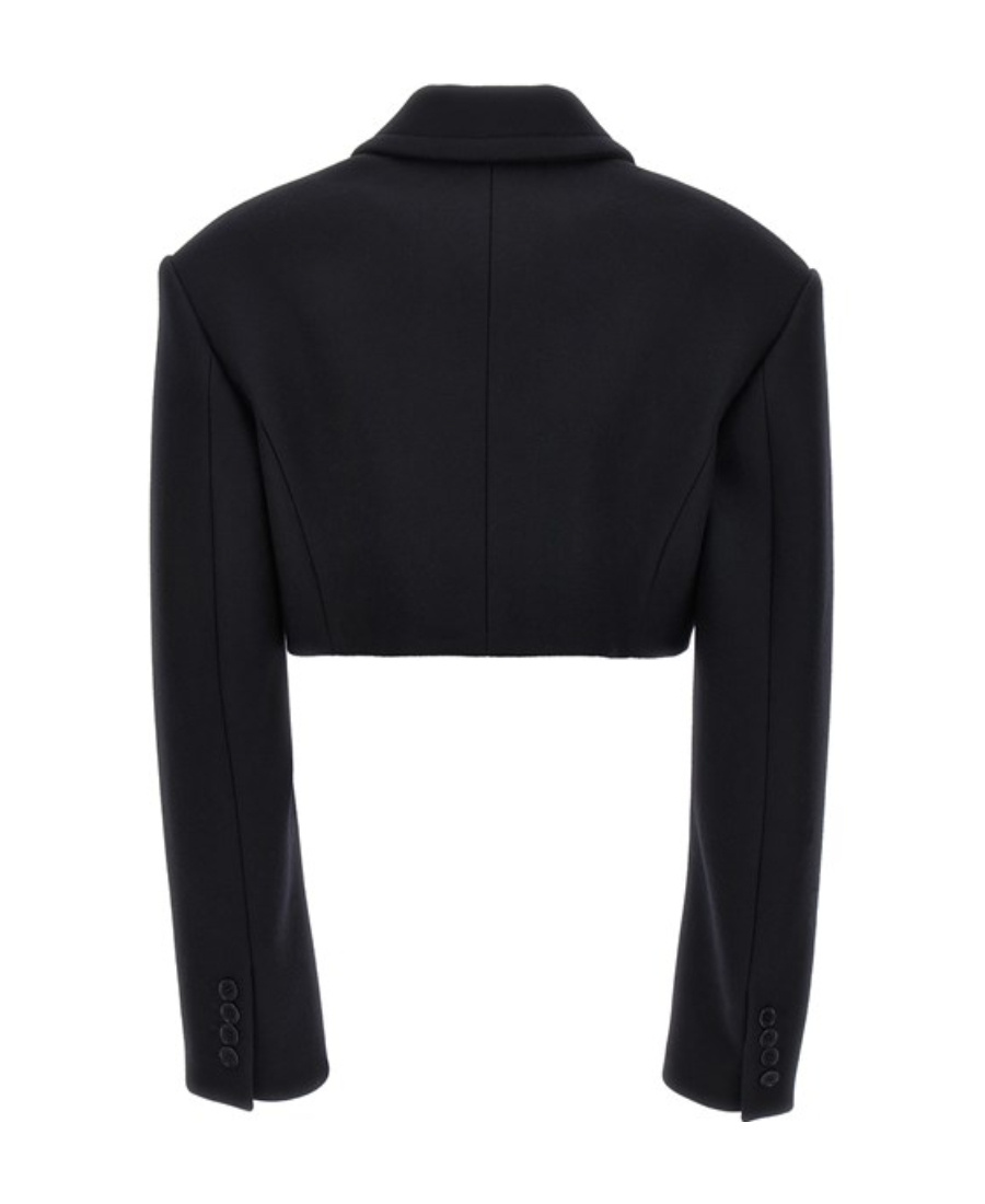 Stella Mccartney Cropped Wool Jacket With Button Closure In Black