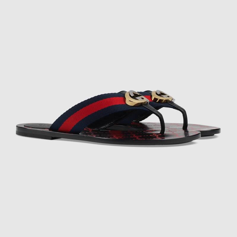 Gucci Gg Belt Web Sandals In Black