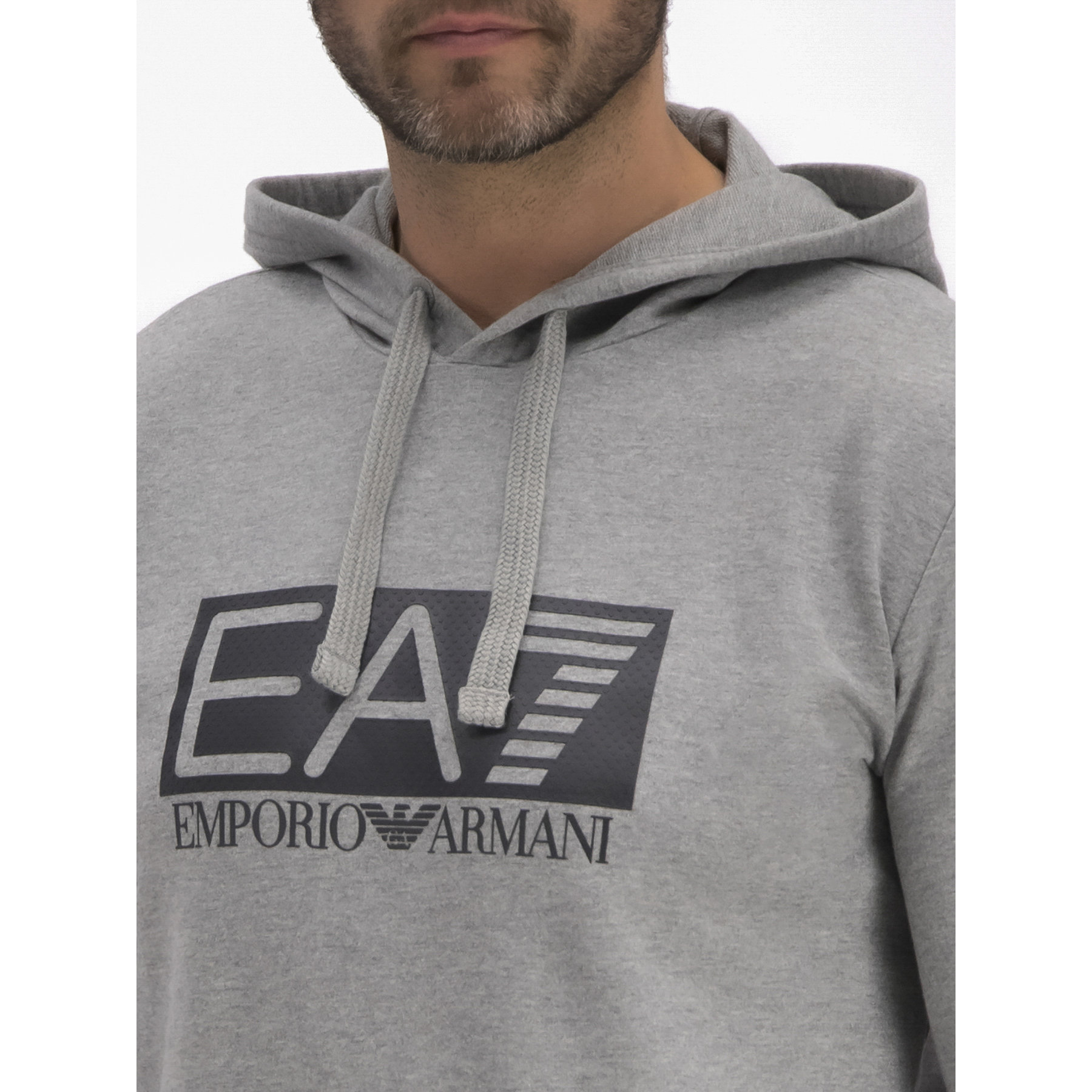 Ea7 Logo Logo Printed Hooded Sweater In White