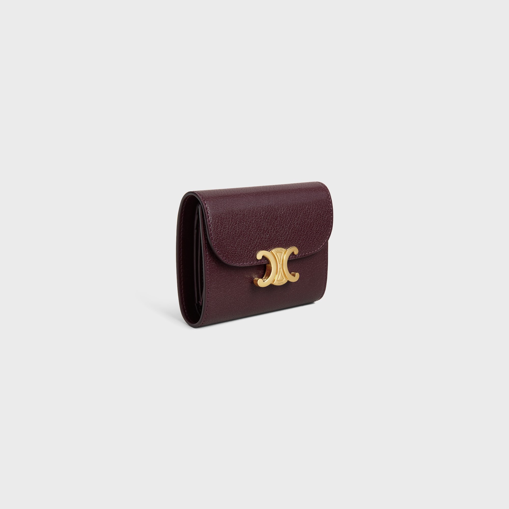Celine Triomphe Small Flap Wallet In Burgundy