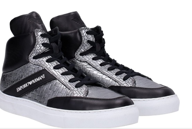 EMPORIO ARMANI BLACK LOGO CASUAL SNEAKERS