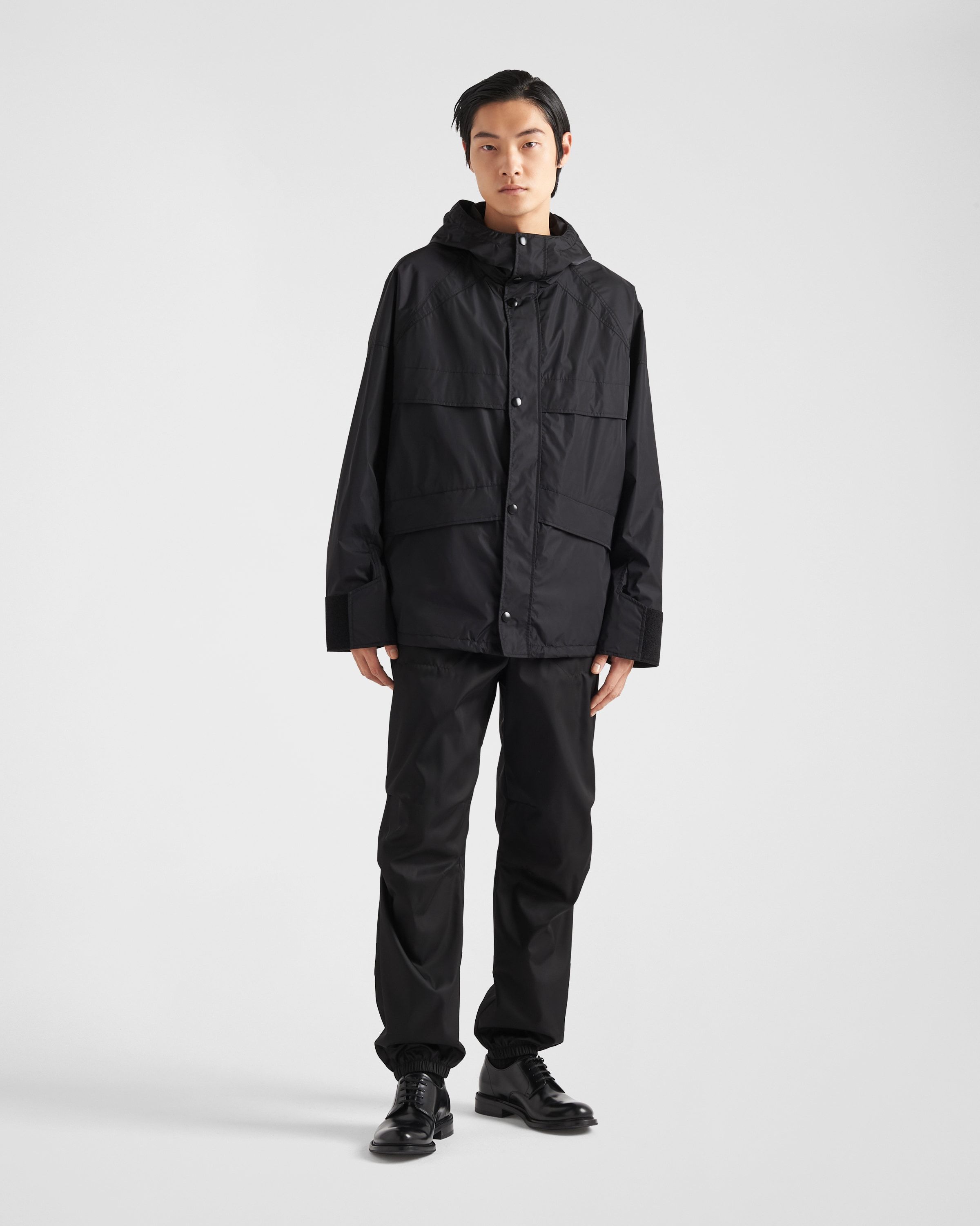 Prada Technical Lightweight Hooded Jacket In Black