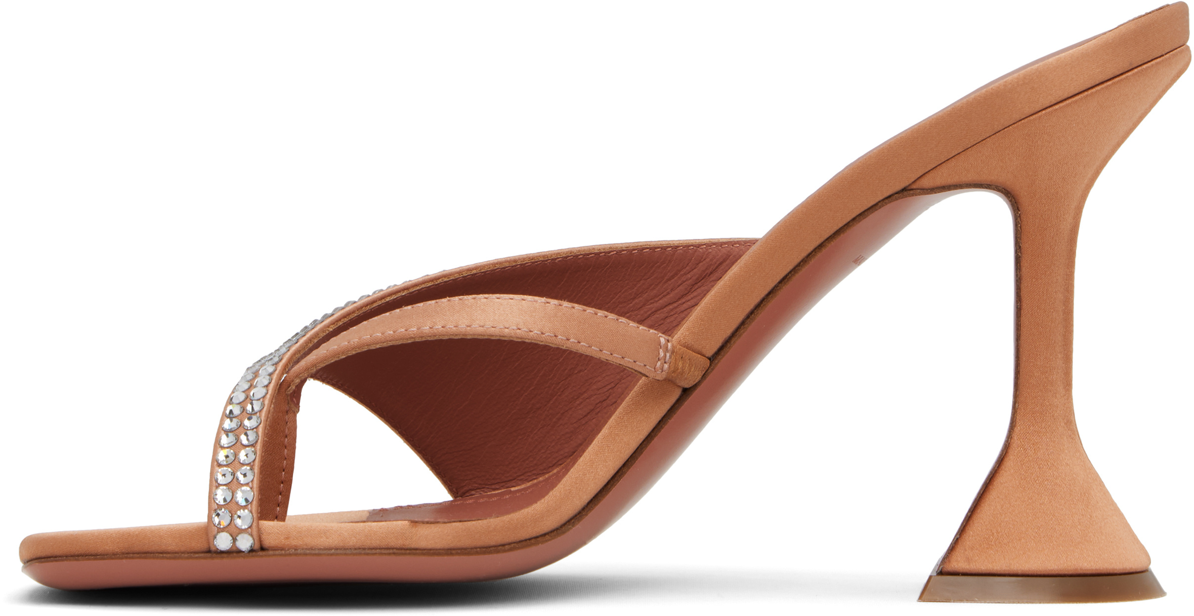 Amina Muaddi Shiona 95 Beige Satin Crystal Mules In Multi