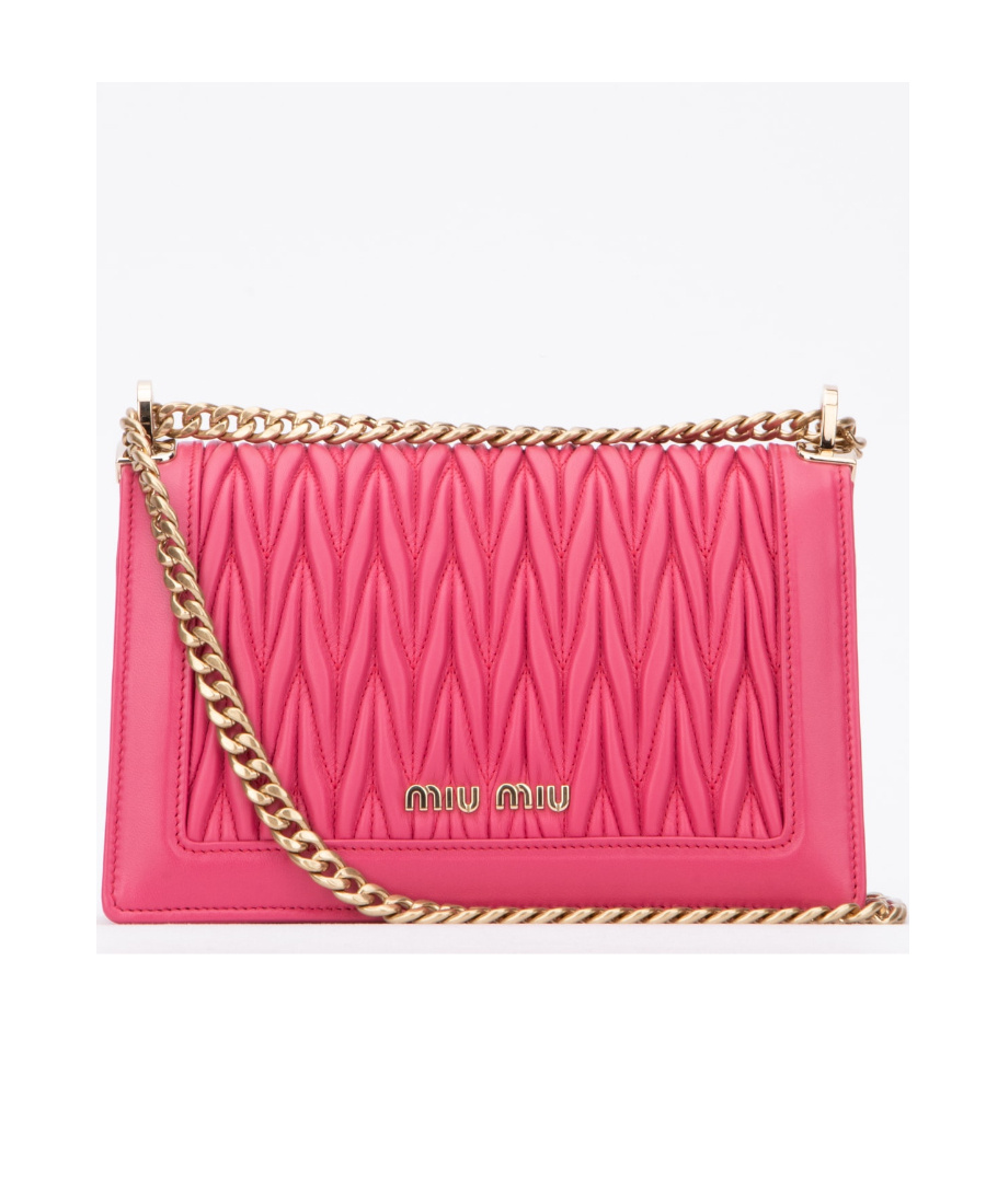 Miu Miu Confidential Matelassé Embossed Logo Shoulder Bag In Pink