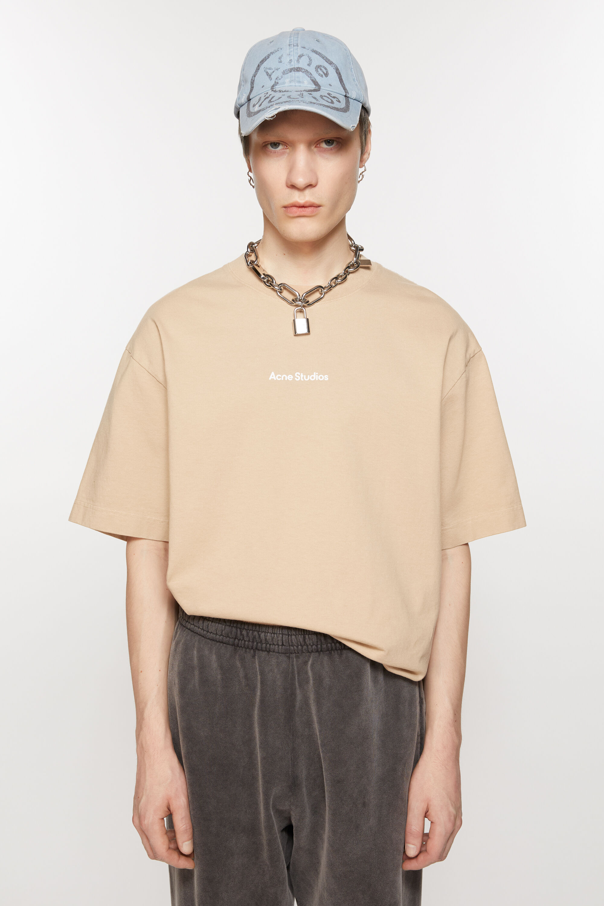Acne Studios Logo-print Cotton T-shirt In Nude