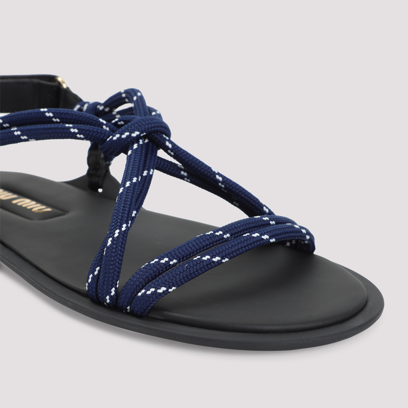 Miu Miu Nastro Cross Rope Grip-strap Sandals In Black