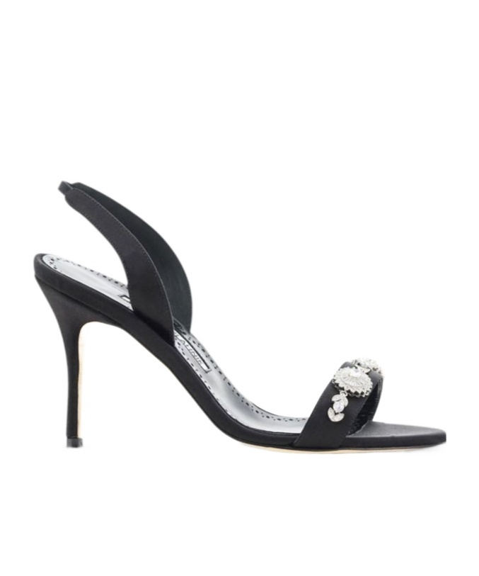 Manolo Blahnik Round Toe High Heel Sandals In Black