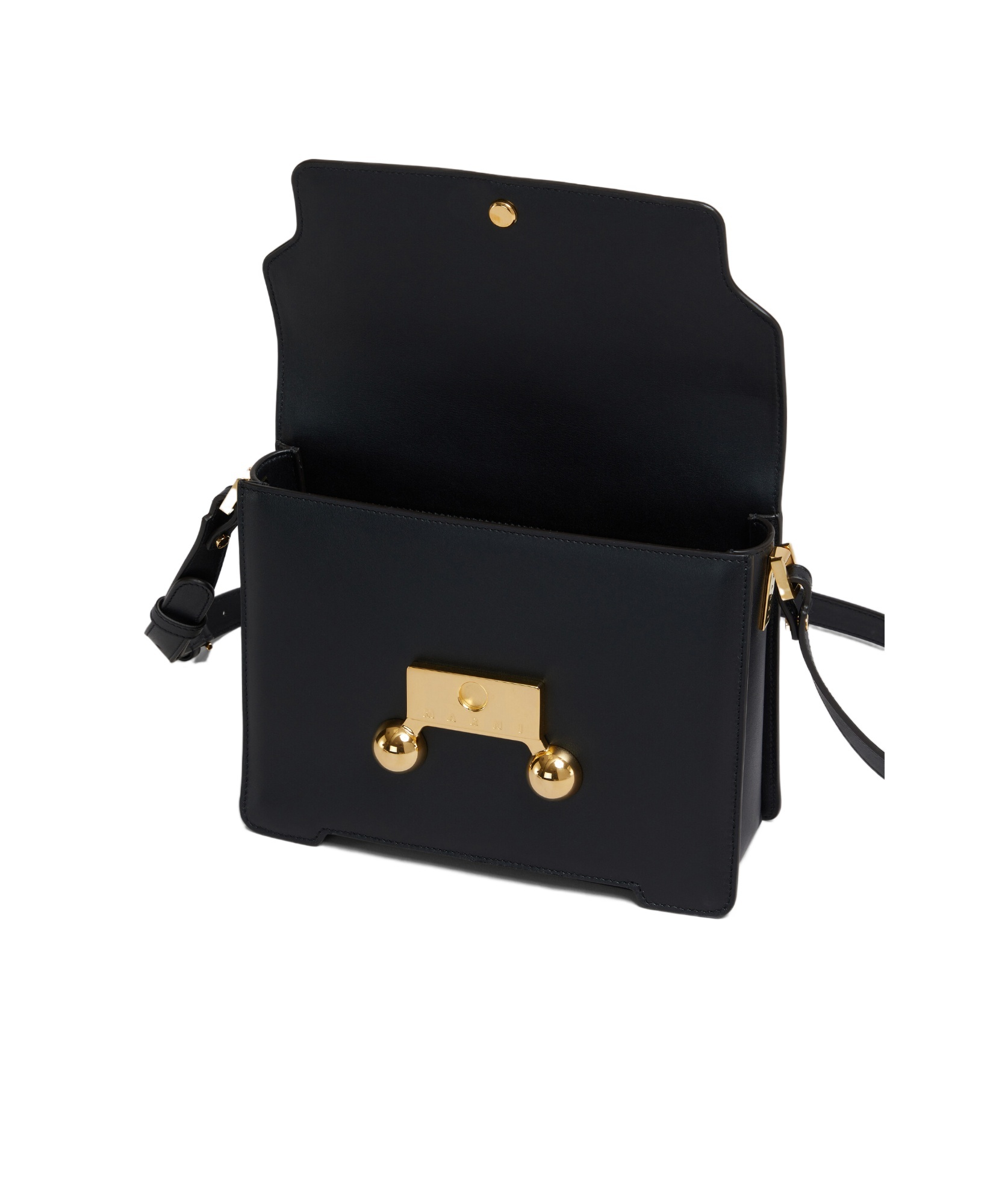 Marni Womens Black Trunkeroo Branded-hardware Leather Shoulder Bag In Black