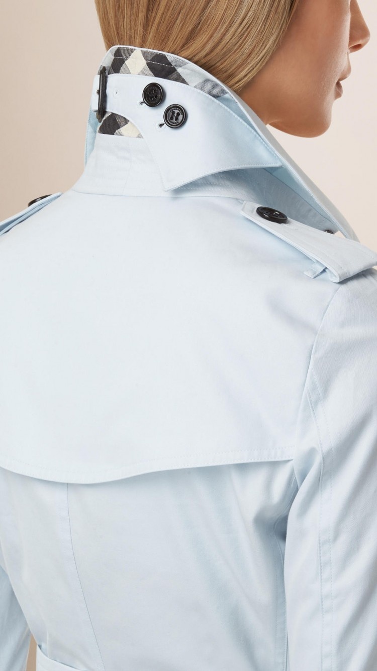 Burberry Double-breasted Open And Close Lapel Trench Coat In Blue