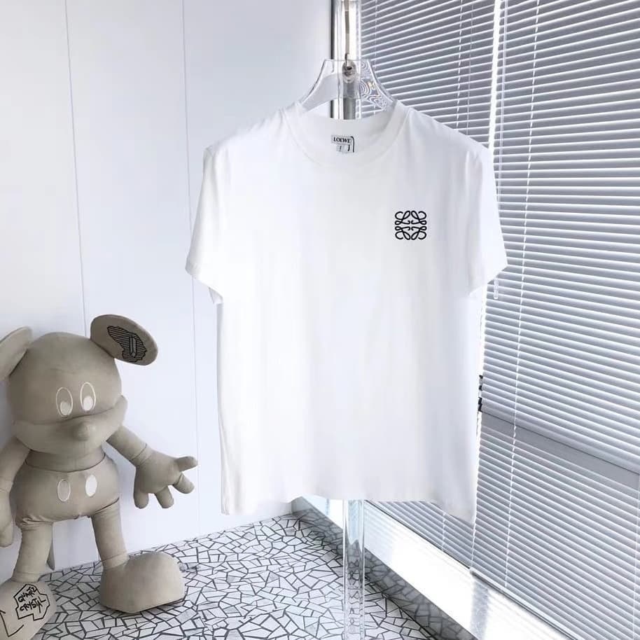 Loewe Slim-fit Logo-embroidered Cotton-jersey T-shirt In White